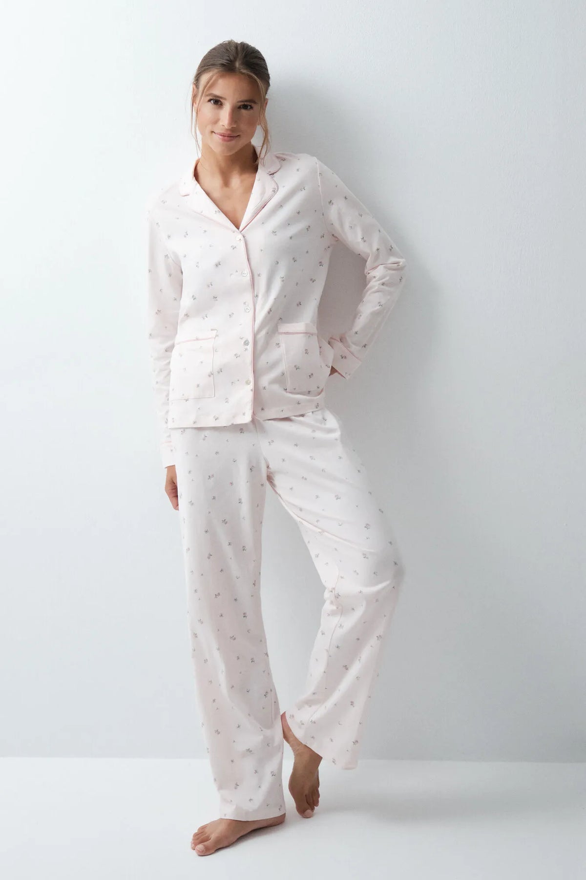 Women Secret Pink Women Floral Cotton Classic Pyjamas SKU: 3594742_71 Image 01