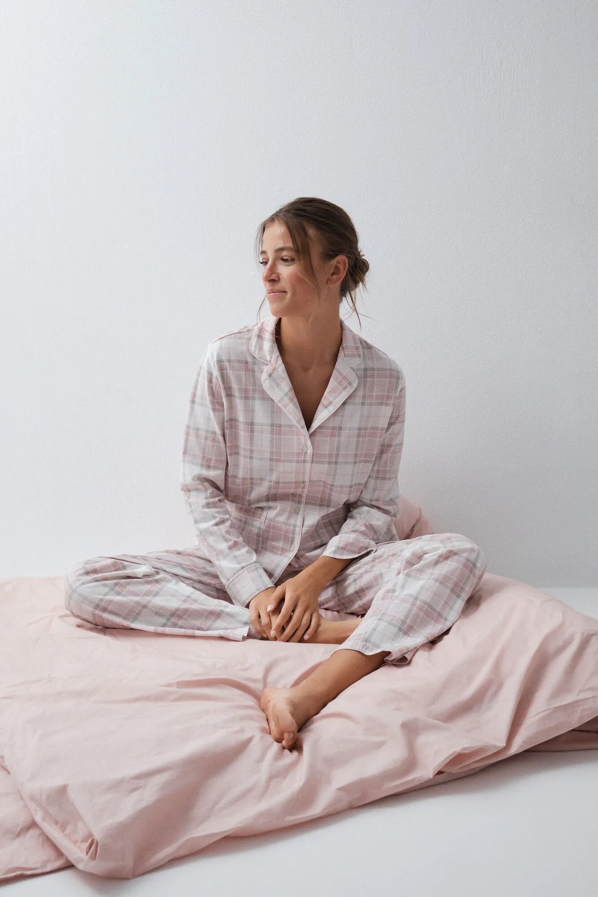 Women Secret Light Grey/Silver Women Plaid Cotton Classic Pyjamas SKU: 3594743_48 Image 01