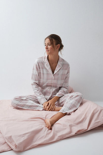 Women Secret Light Grey/Silver Women Plaid Cotton Classic Pyjamas SKU: 3594743_48 Image 01