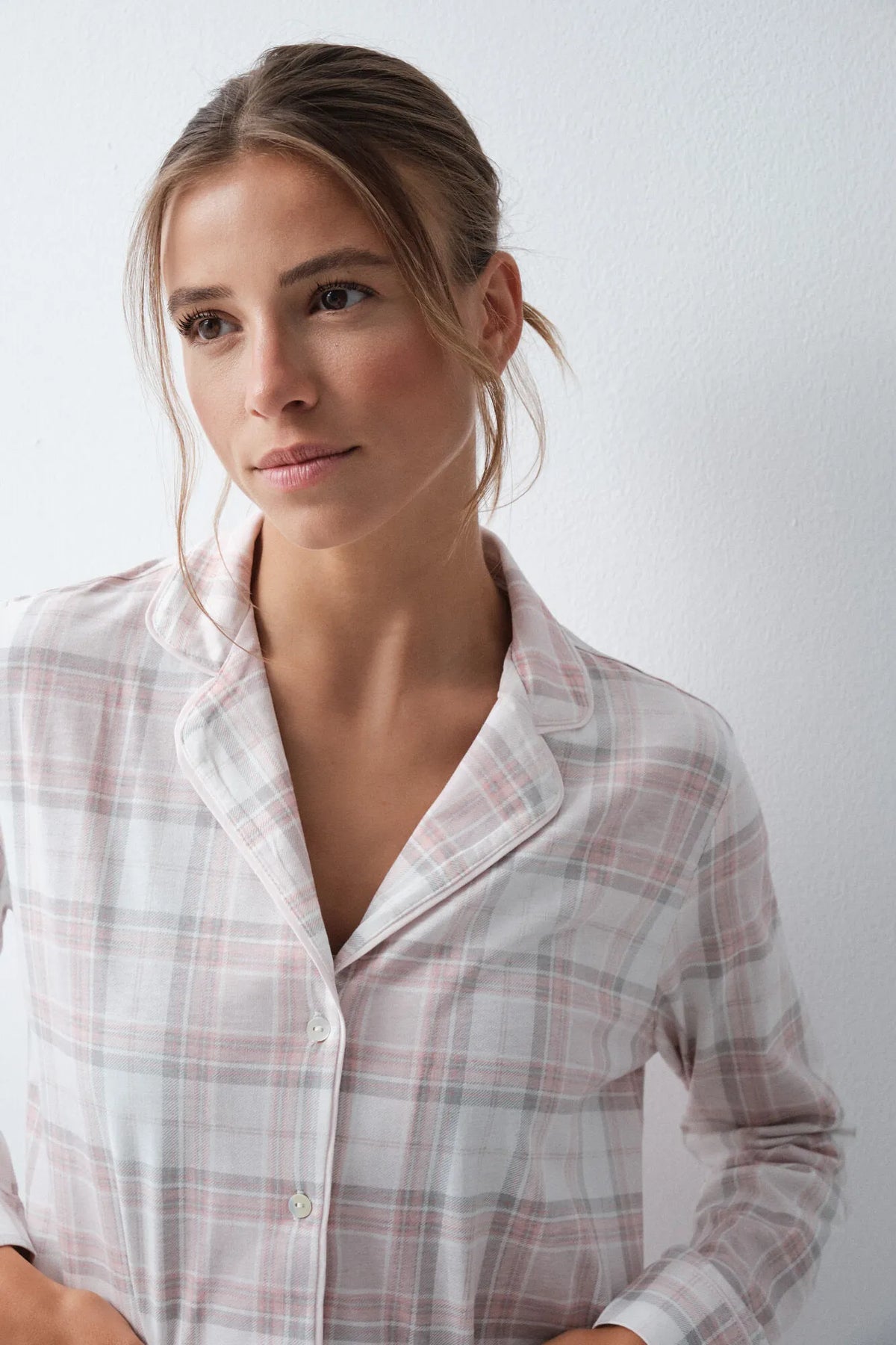 Women Secret Light Grey/Silver Women Plaid Cotton Classic Pyjamas SKU: 3594743_48 Image 02