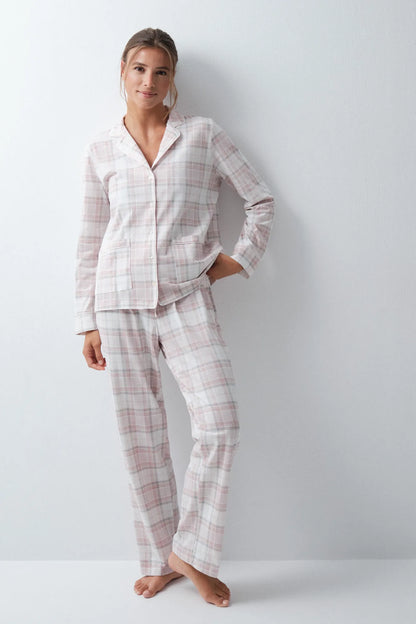 Women Secret Light Grey/Silver Women Plaid Cotton Classic Pyjamas SKU: 3594743_48 Image 03