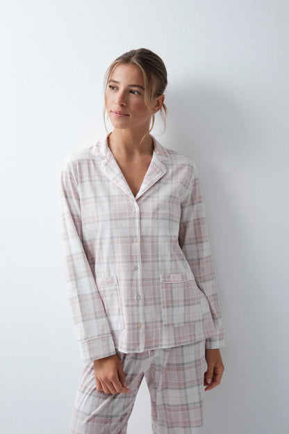 Women Secret Light Grey/Silver Women Plaid Cotton Classic Pyjamas SKU: 3594743_48 Image 04