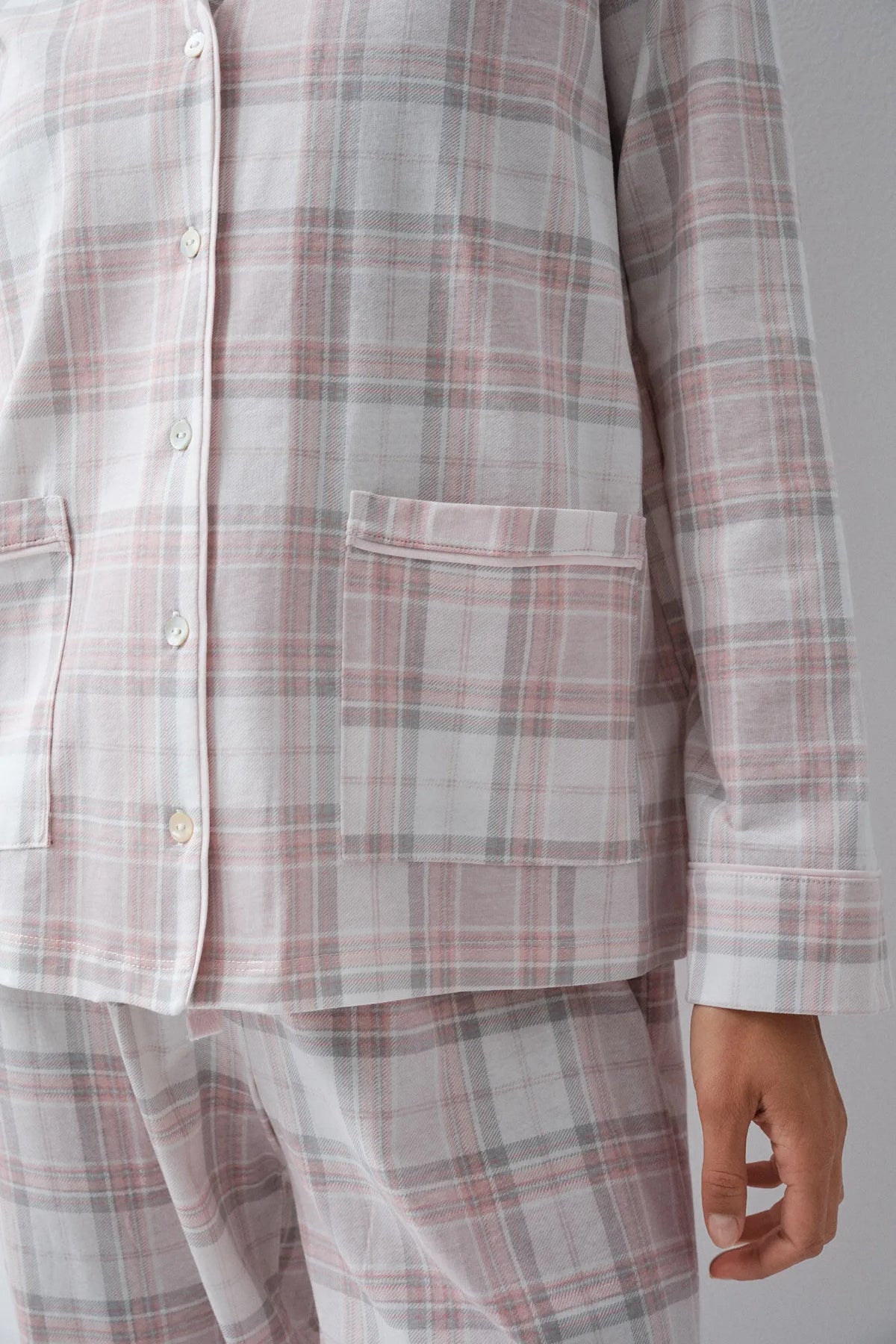 Women Secret Light Grey/Silver Women Plaid Cotton Classic Pyjamas SKU: 3594743_48 Image 05
