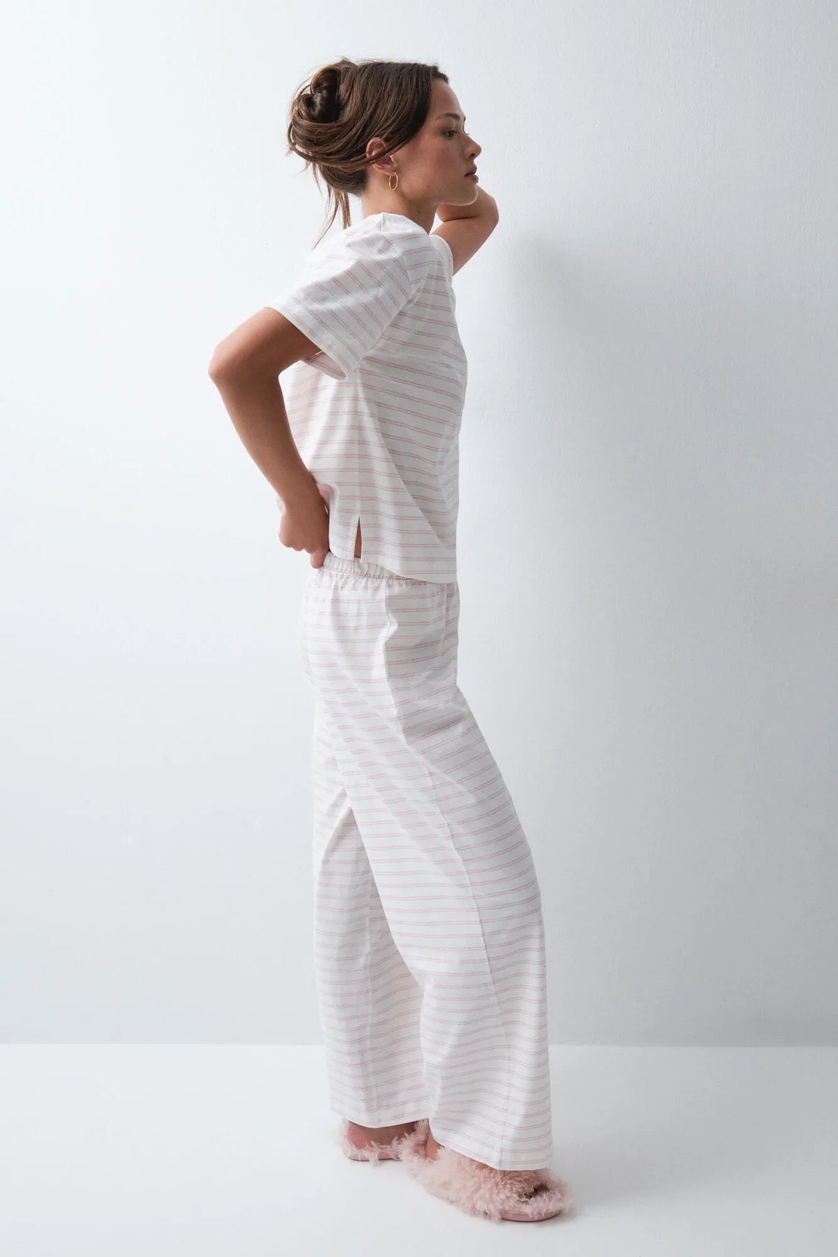 Women Secret Ivory Women Striped Cotton Short Sleeve Long Pyjamas SKU: 3594748_96 Image 05