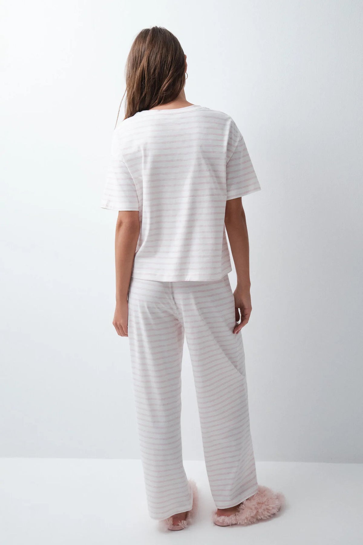 Women Secret Ivory Women Striped Cotton Short Sleeve Long Pyjamas SKU: 3594748_96 Image 06