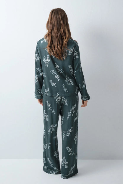 Women Secret Bottle Women Green Classic Pyjamas with Fish Print SKU: 3594749_20 Image 05