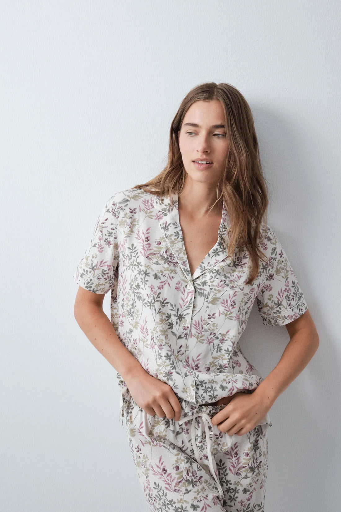Women Secret Ivory Women Floral Short Sleeve Classic Pyjamas SKU: 3594751_96 Image 02