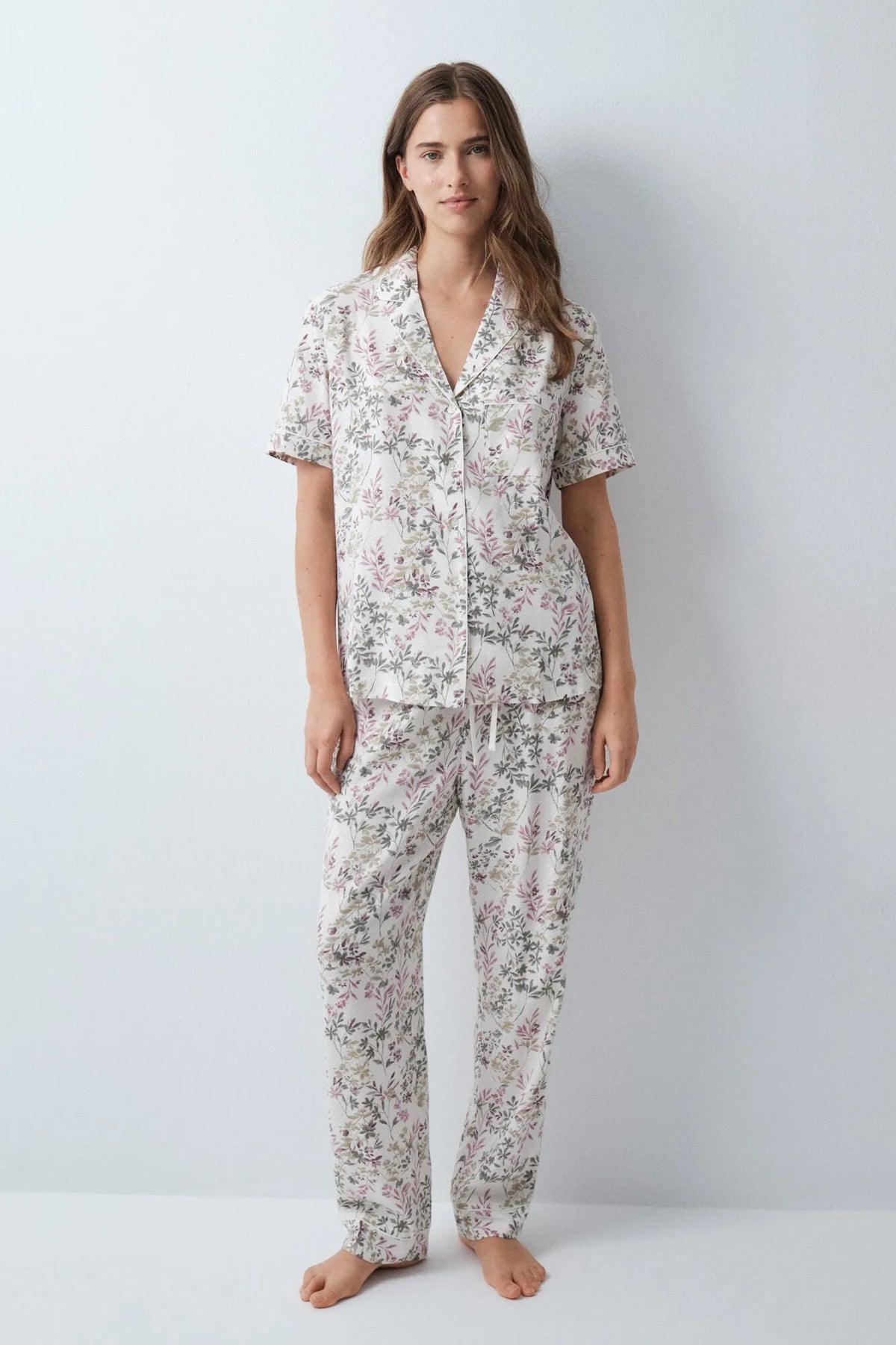 Women Secret Ivory Women Floral Short Sleeve Classic Pyjamas SKU: 3594751_96 Image 03