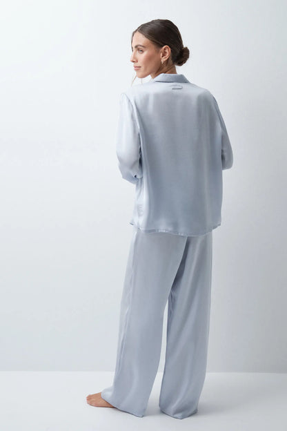 Women Secret Medium Blue Women Blue Satin-Finish Classic Pyjamas SKU: 3594752_14 Image 06
