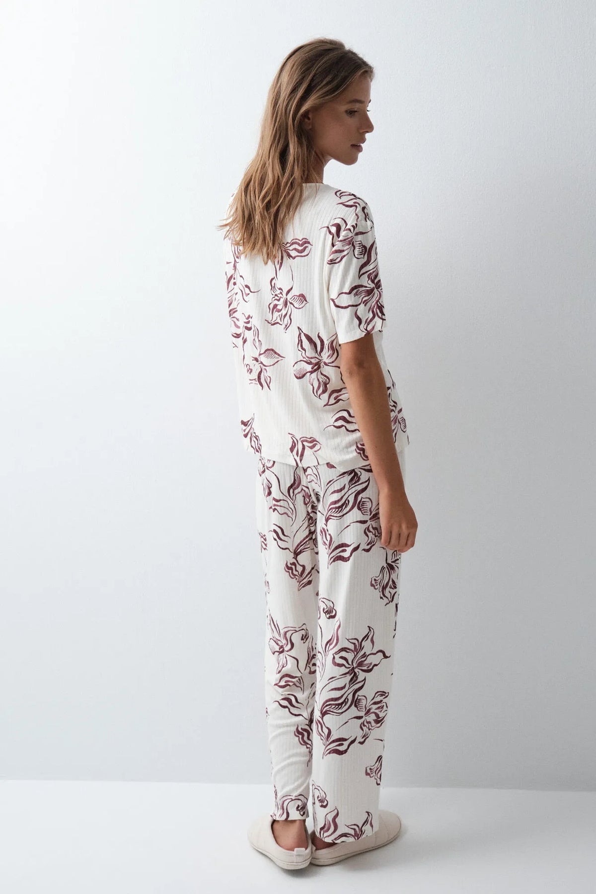 Women Secret Ivory Women Floral Short Sleeve Long Pyjamas SKU: 3594756_96 Image 05