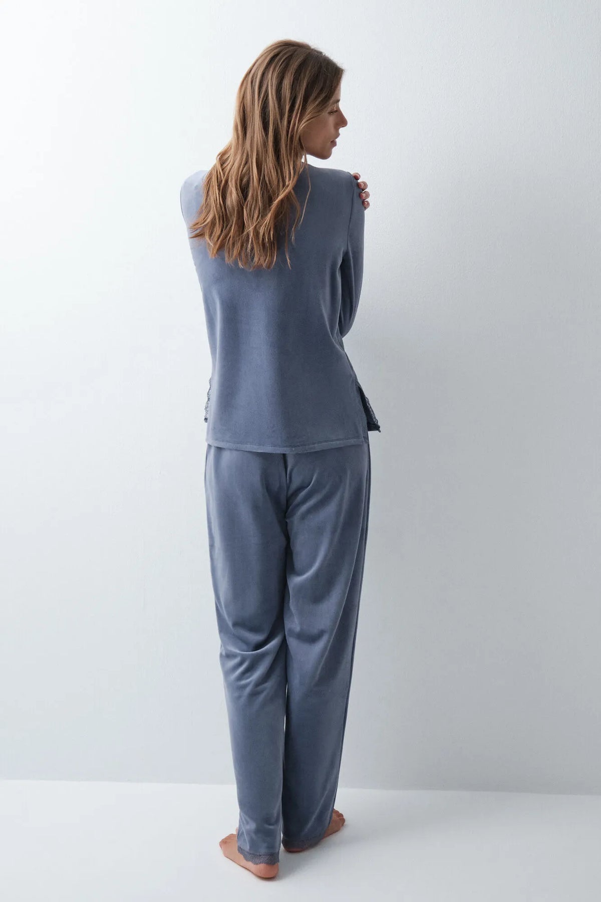 Women Secret Medium Blue Women Dark Blue Long Pyjamas SKU: 3594757_15 Image 05