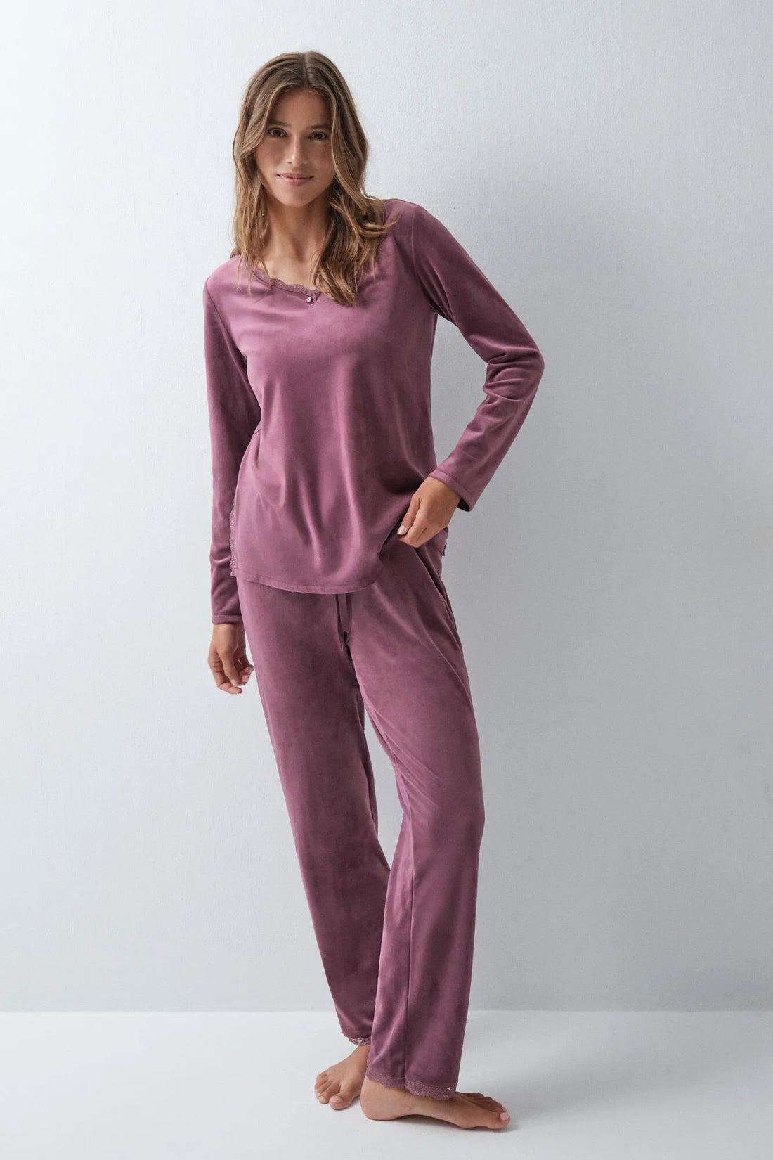 Women Secret Wine Women Burgundy Long Pyjamas SKU: 3594758_68 Image 01