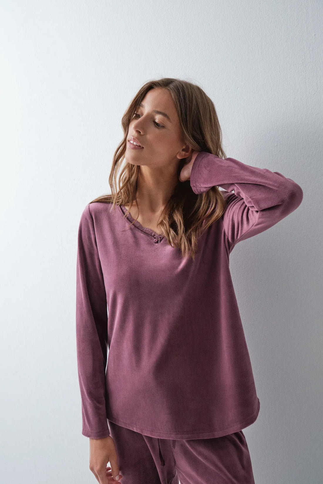 Women Secret Wine Women Burgundy Long Pyjamas SKU: 3594758_68 Image 02