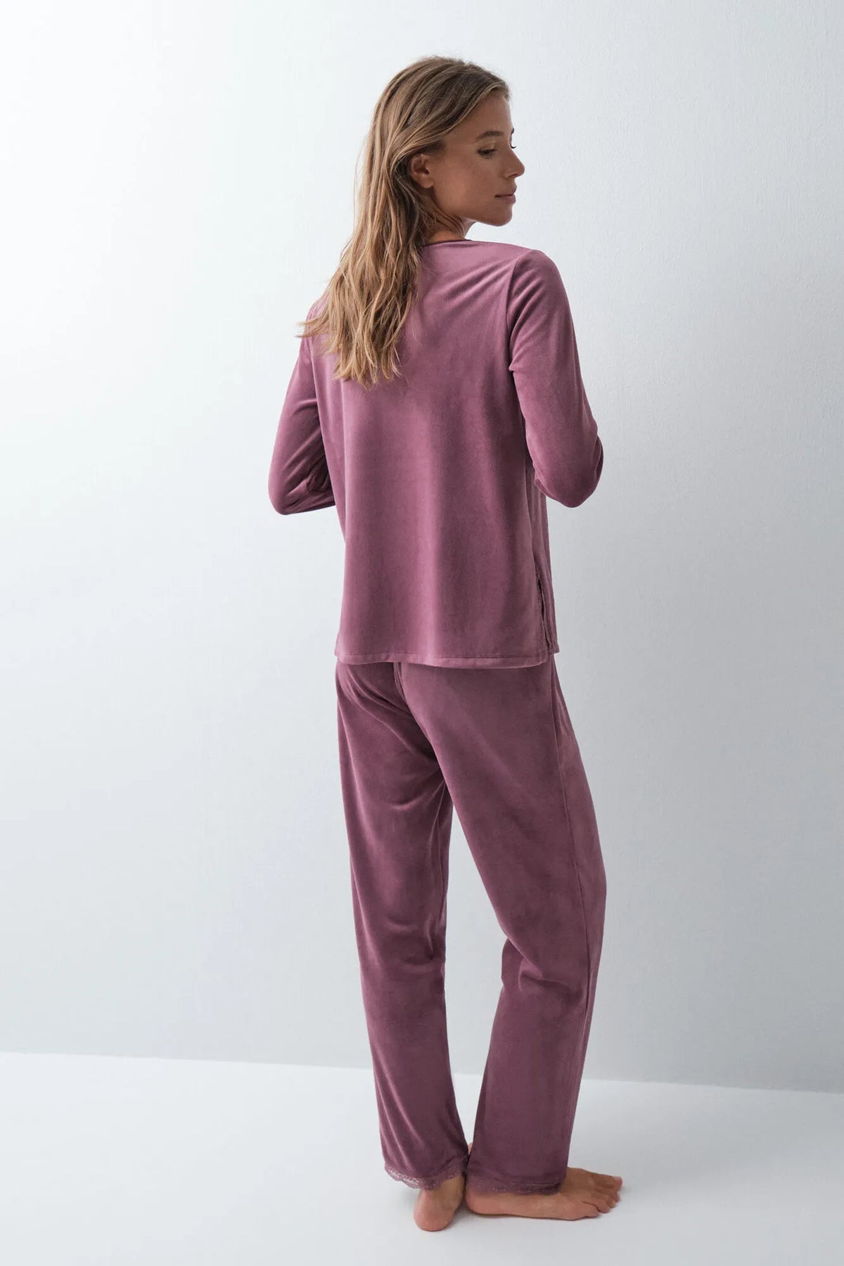 Women Secret Wine Women Burgundy Long Pyjamas SKU: 3594758_68 Image 05
