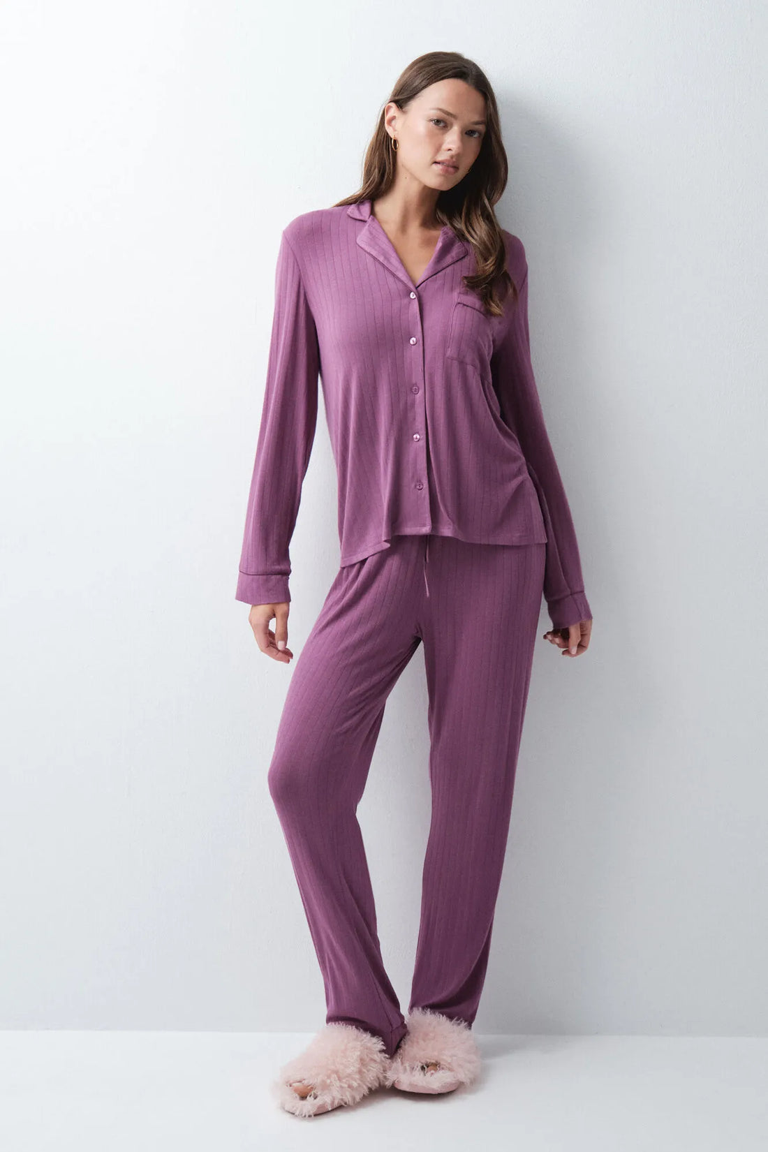 Women Secret Purple/Lilac Women Burgundy Classic Long Pyjamas SKU: 3594760_76 Image 02