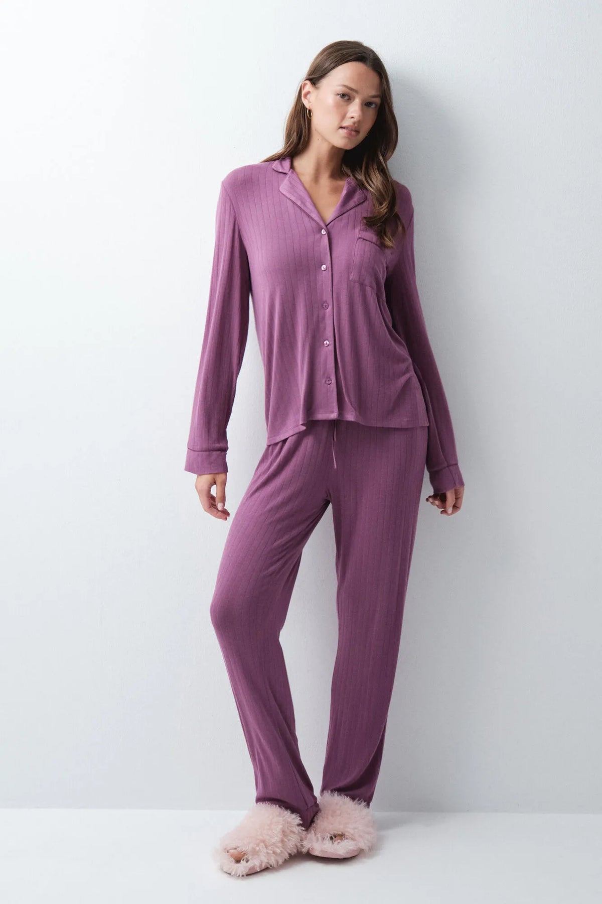 Women Secret Purple/Lilac Women Burgundy Classic Long Pyjamas SKU: 3594760_76 Image 02