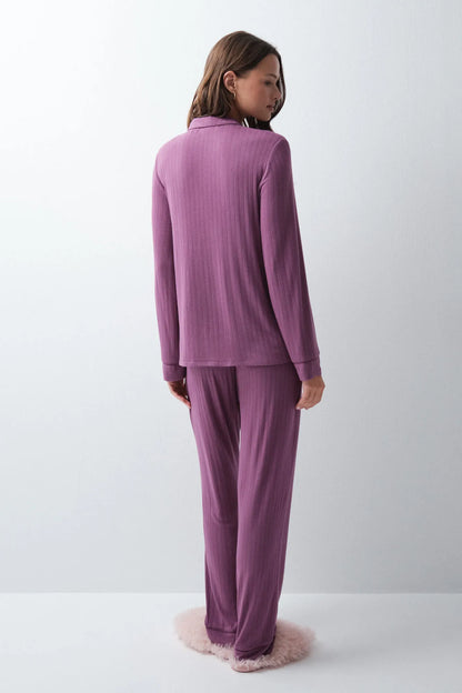 Women Secret Purple/Lilac Women Burgundy Classic Long Pyjamas SKU: 3594760_76 Image 05