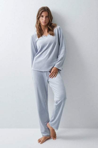 Women Secret Light Blue Women Light Blue Long Pyjamas SKU: 3594761_18 Image 03