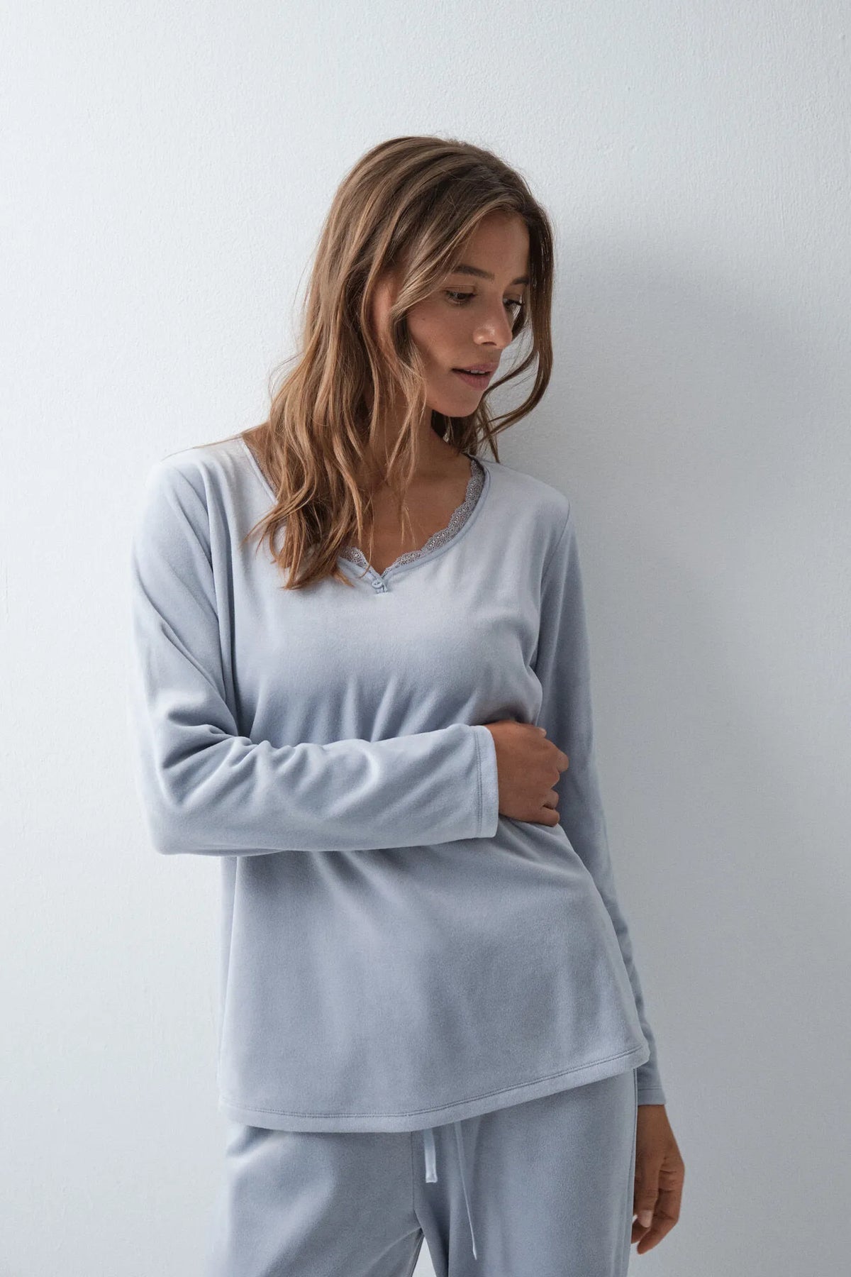 Women Secret Light Blue Women Light Blue Long Pyjamas SKU: 3594761_18 Image 04