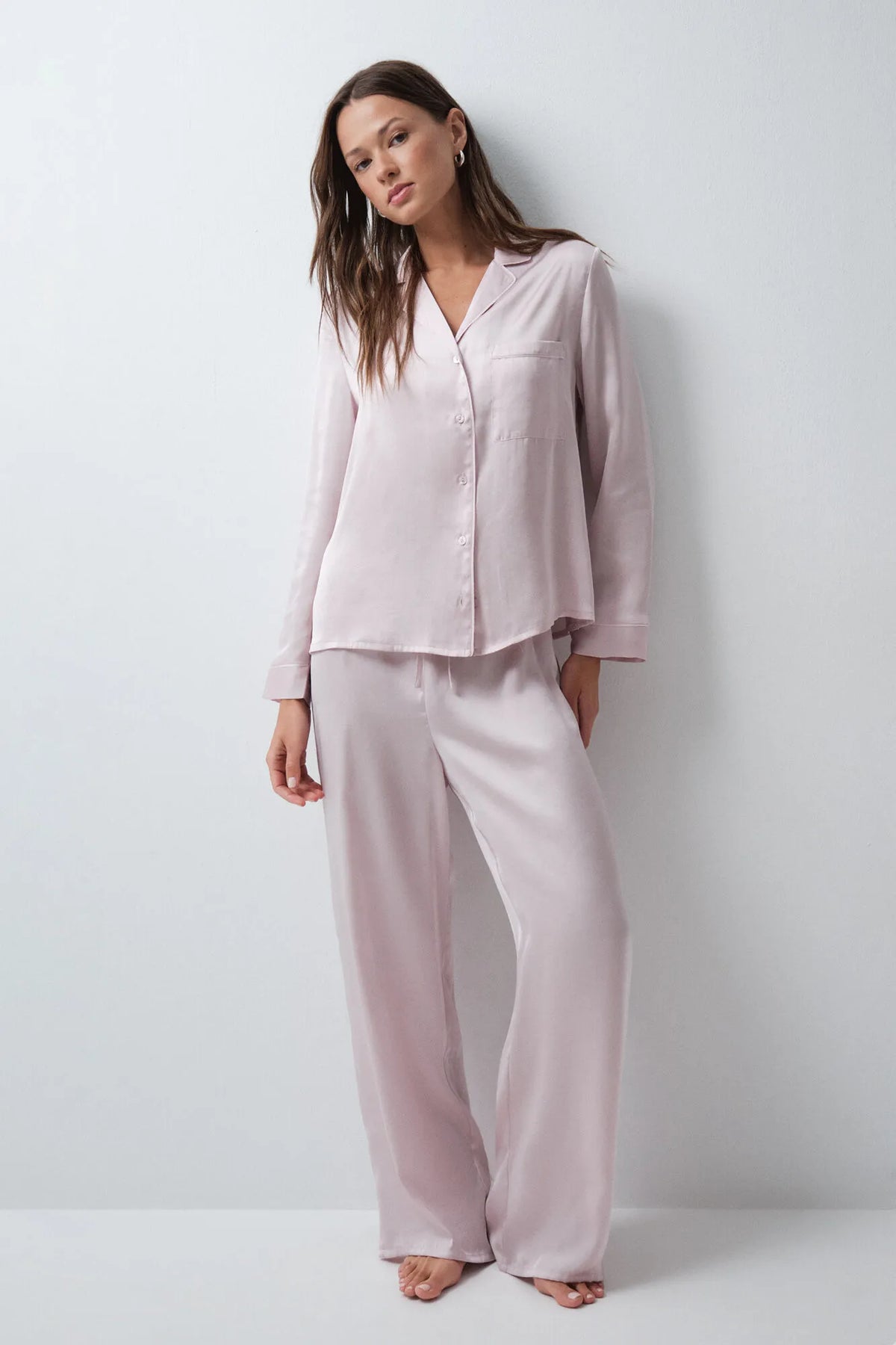 Women Secret Pink Women Pink Satin-Finish Classic Pyjamas SKU: 3594785_72 Image 03