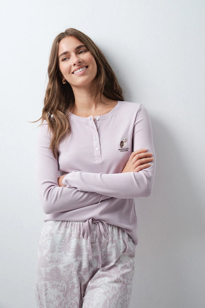 Women Secret Tan Women Floral Cotton Long Pyjamas SKU: 3594788_34 Image 03