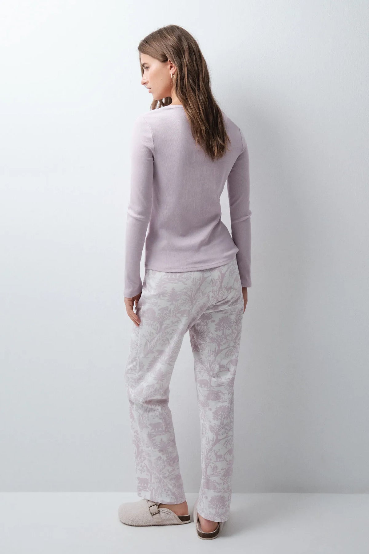 Women Secret Tan Women Floral Cotton Long Pyjamas SKU: 3594788_34 Image 05