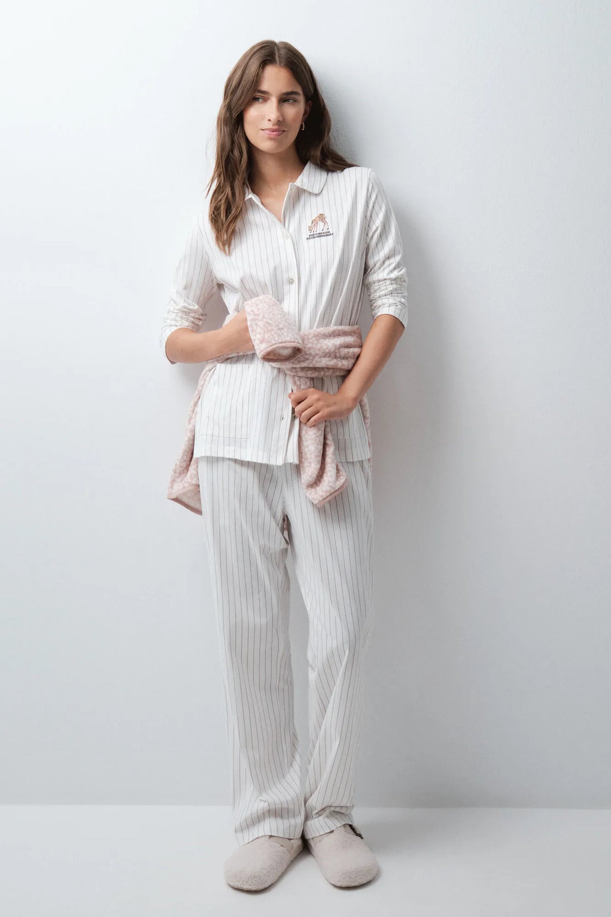 Women Secret White Print Women Striped Cotton Classic Pyjamas SKU: 3594790_97 Image 01