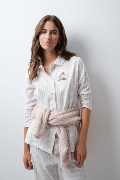 Women Secret White Print Women Striped Cotton Classic Pyjamas SKU: 3594790_97 Image 02