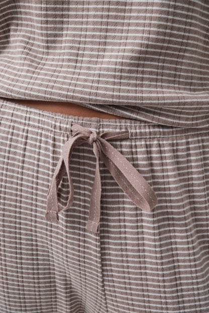 Women Secret Brown Print Women Brown Striped Long Pyjamas SKU: 3594792_39 Image 02