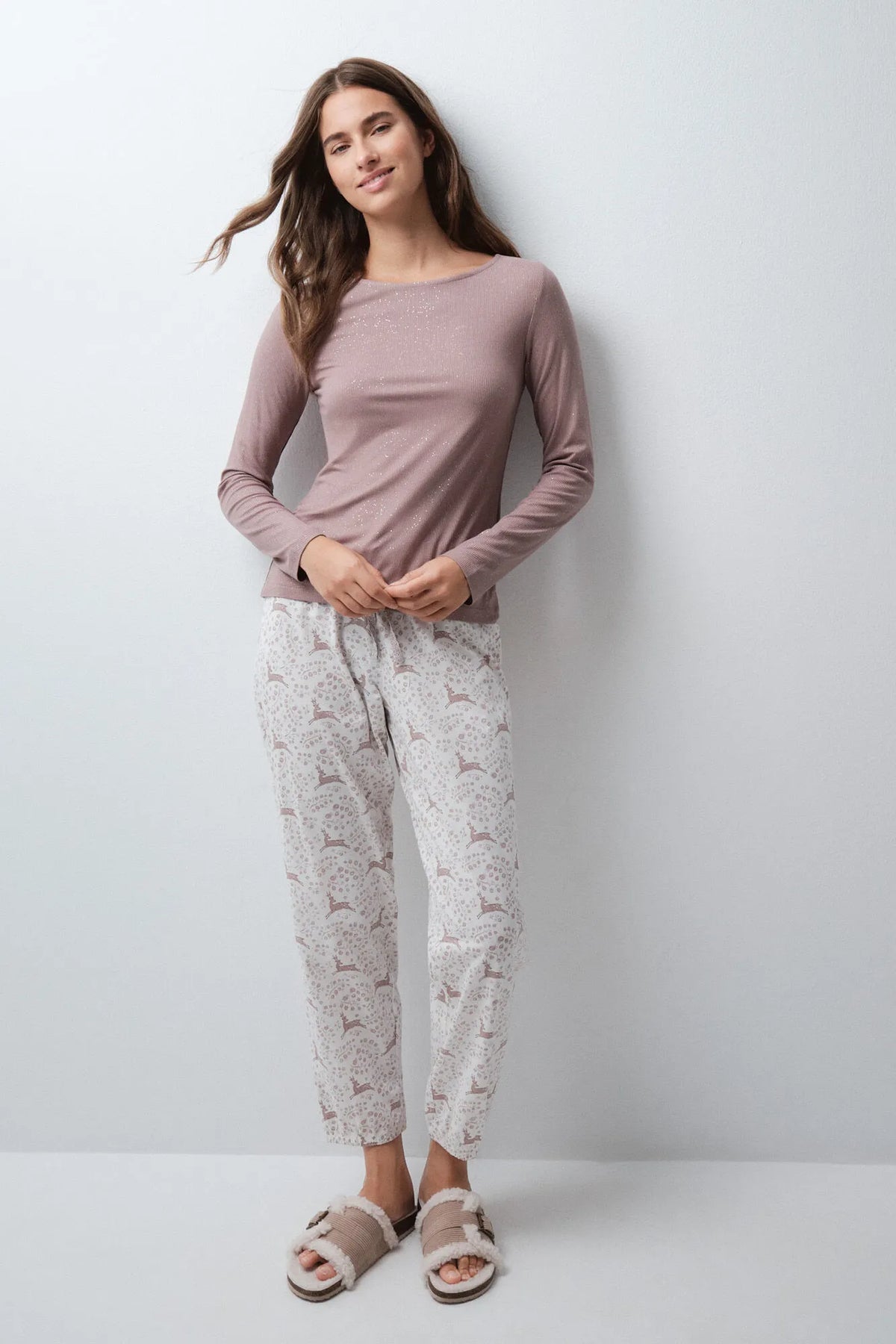 Women Secret Sand Women Deer Print Long Pyjamas SKU: 3594794_37 Image 02
