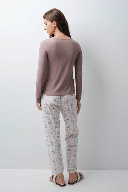 Women Secret Sand Women Deer Print Long Pyjamas SKU: 3594794_37 Image 05
