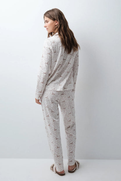 Women Secret Sand Women Deer Print Classic Long Pyjamas SKU: 3594796_37 Image 05