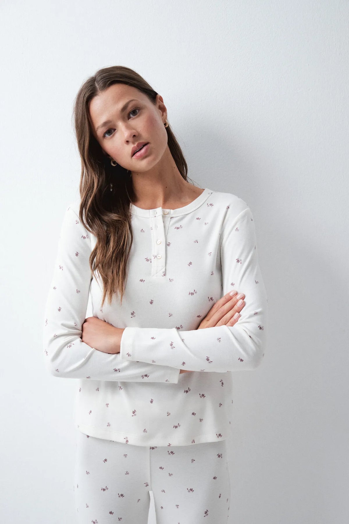 Women Secret White Print Women Floral Long Pyjamas SKU: 3594801_97 Image 03