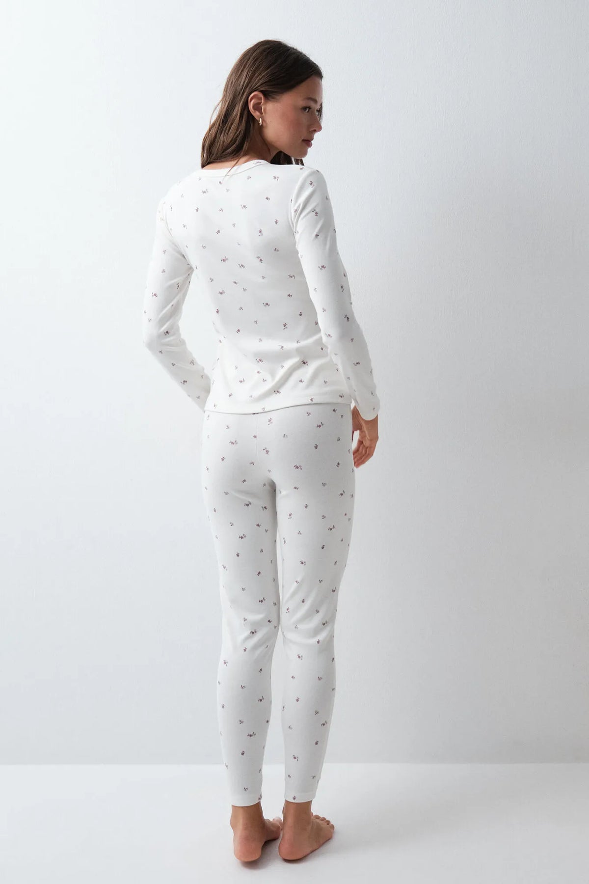 Women Secret White Print Women Floral Long Pyjamas SKU: 3594801_97 Image 05