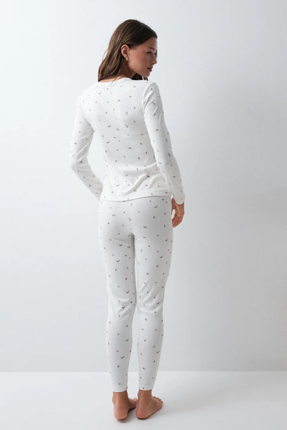 Women Secret White Print Women Floral Long Pyjamas SKU: 3594801_97 Image 05