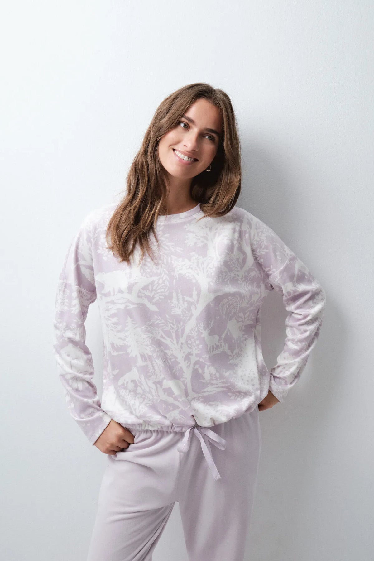 Women Secret Purple/Lilac Women Mauve Velvet Long Pyjamas SKU: 3594803_79 Image 01