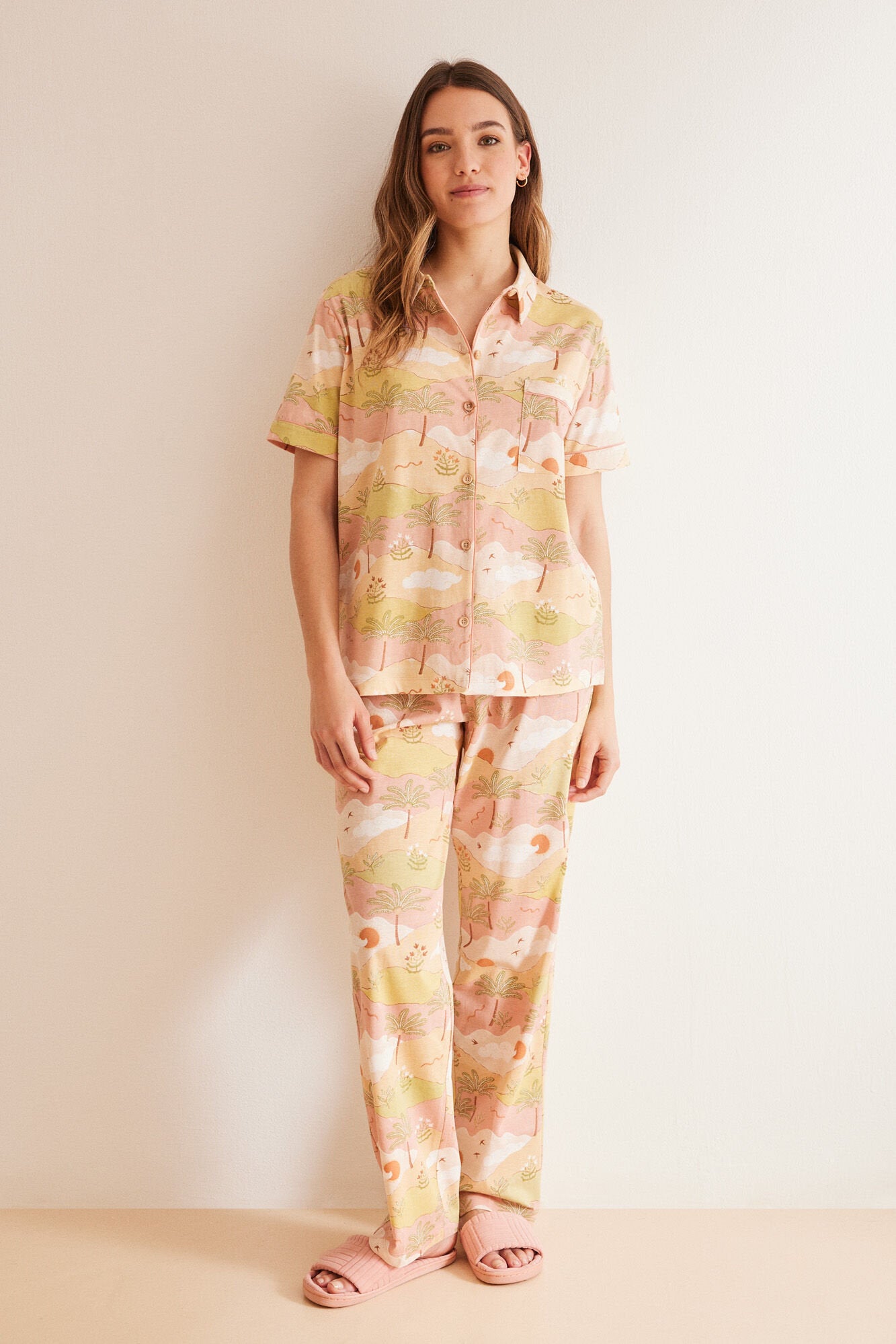 Multicoloured Short Sleeves Masculine Pyjama_3597372_98_02