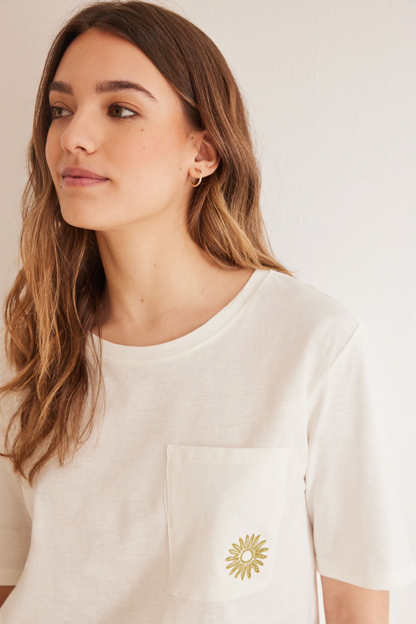Ivory Short Sleeves Long Pant Pyjama_3597373_96_04