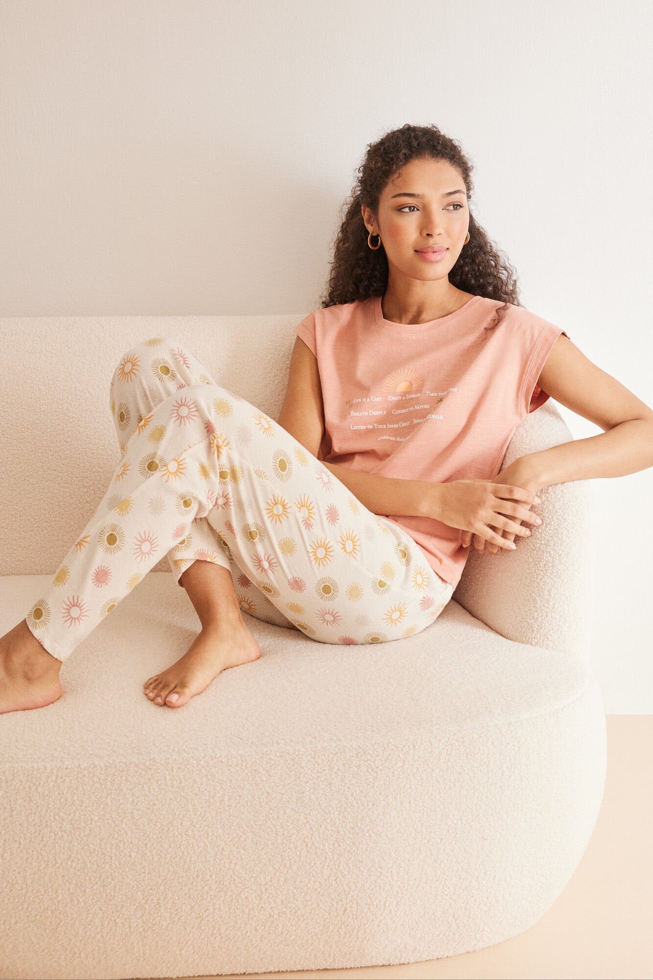 Pink Short Sleeves Long Pant Pyjama_3597387_72_01