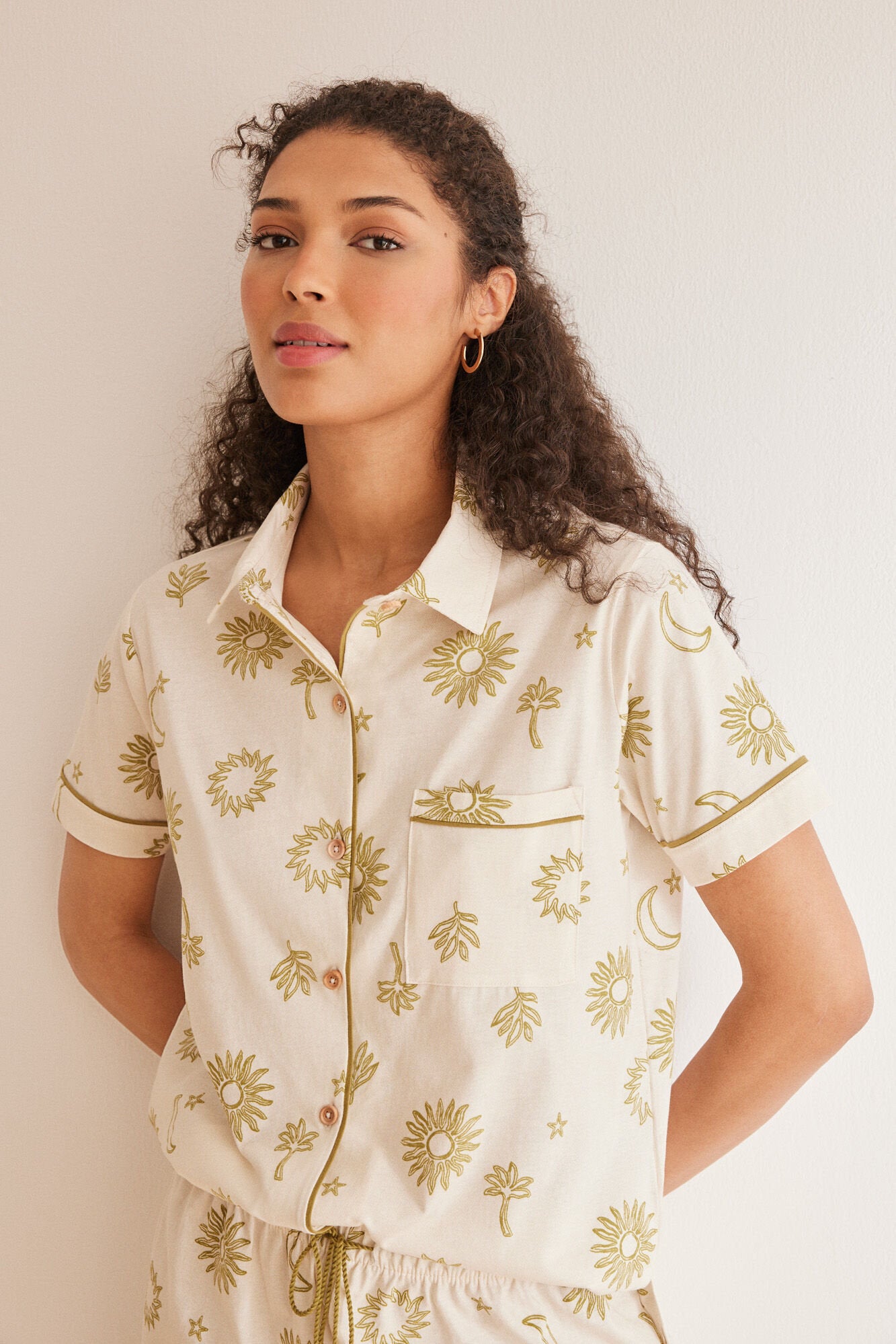 Green Print Short Sleeves Masculine Pyjama_3597388_29_06
