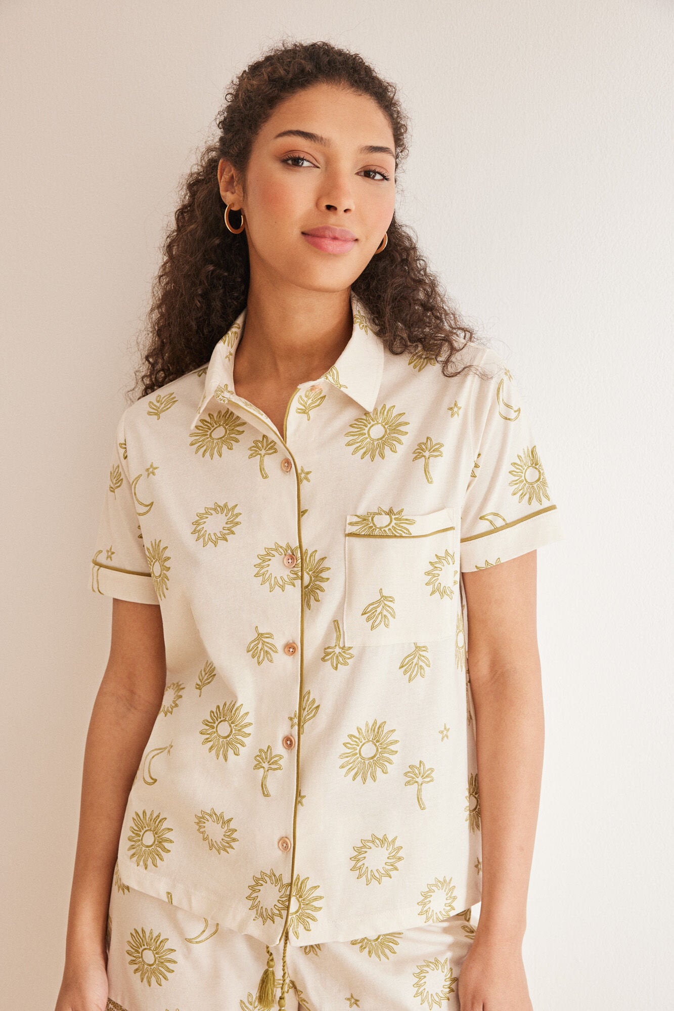 Green Print Short Sleeves Masculine Pyjama_3597388_29_07