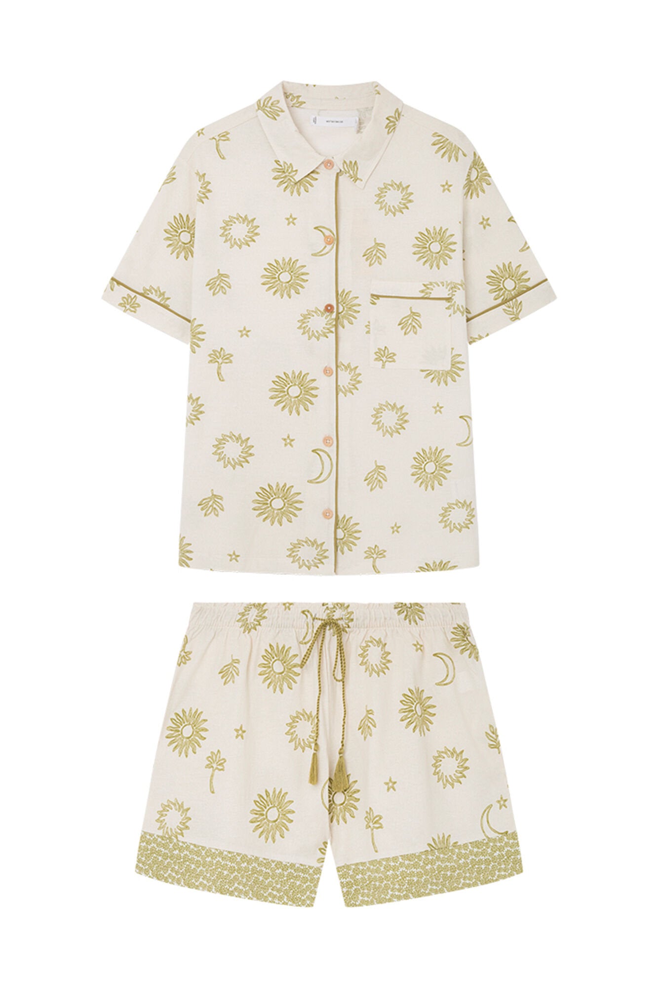 Green Print Short Sleeves Masculine Pyjama_3597388_29_08
