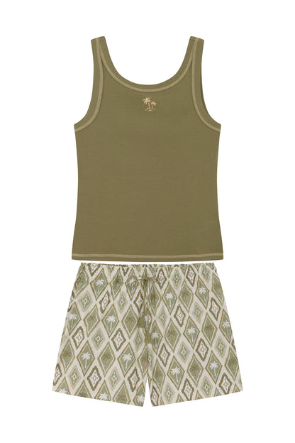 Light Khaki Straps Short Pant Pyjama_3597395_93_07