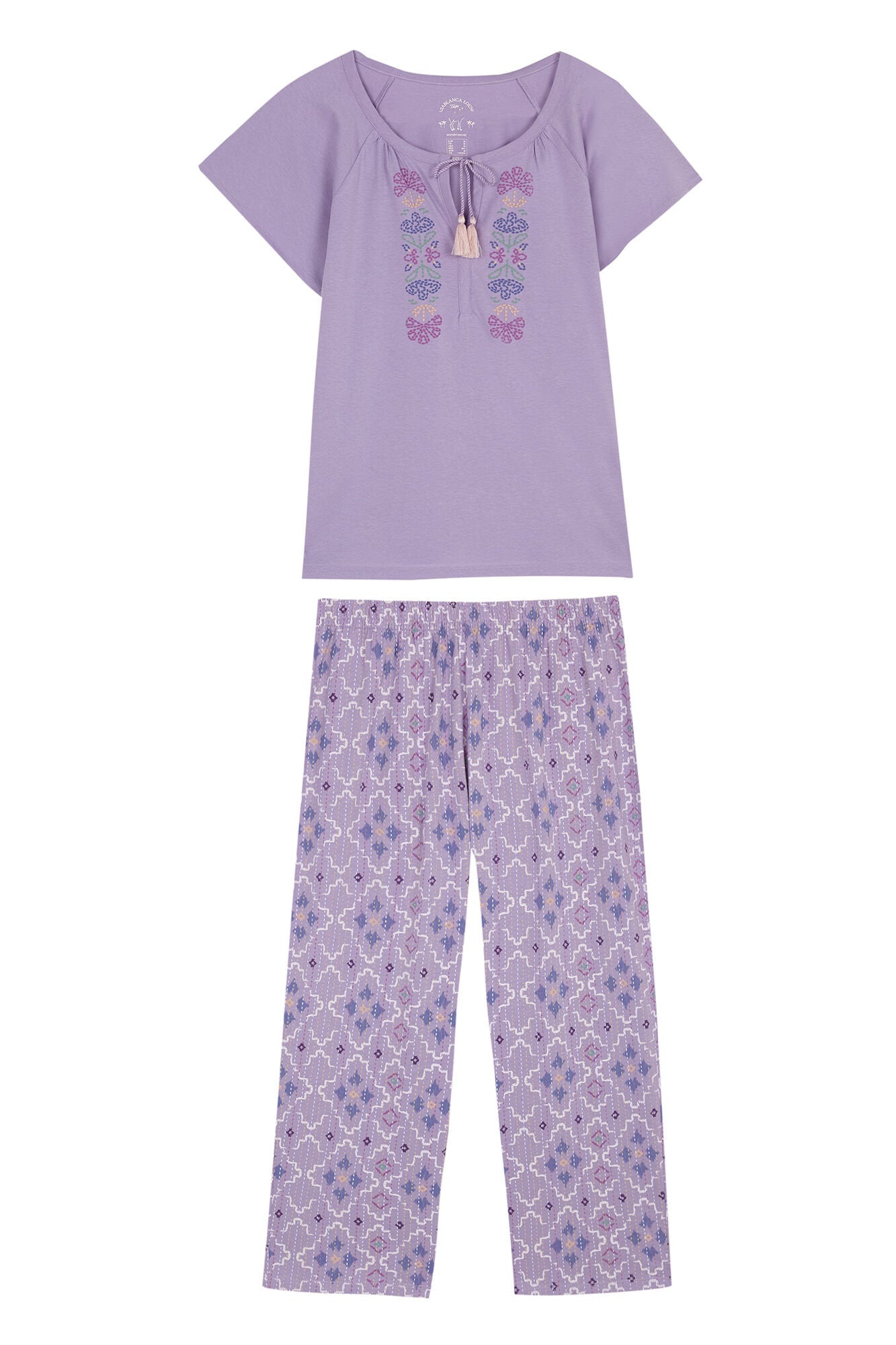 Purple/Lilac Short Sleeves Capri Pant Pyjama_3597400_77_05