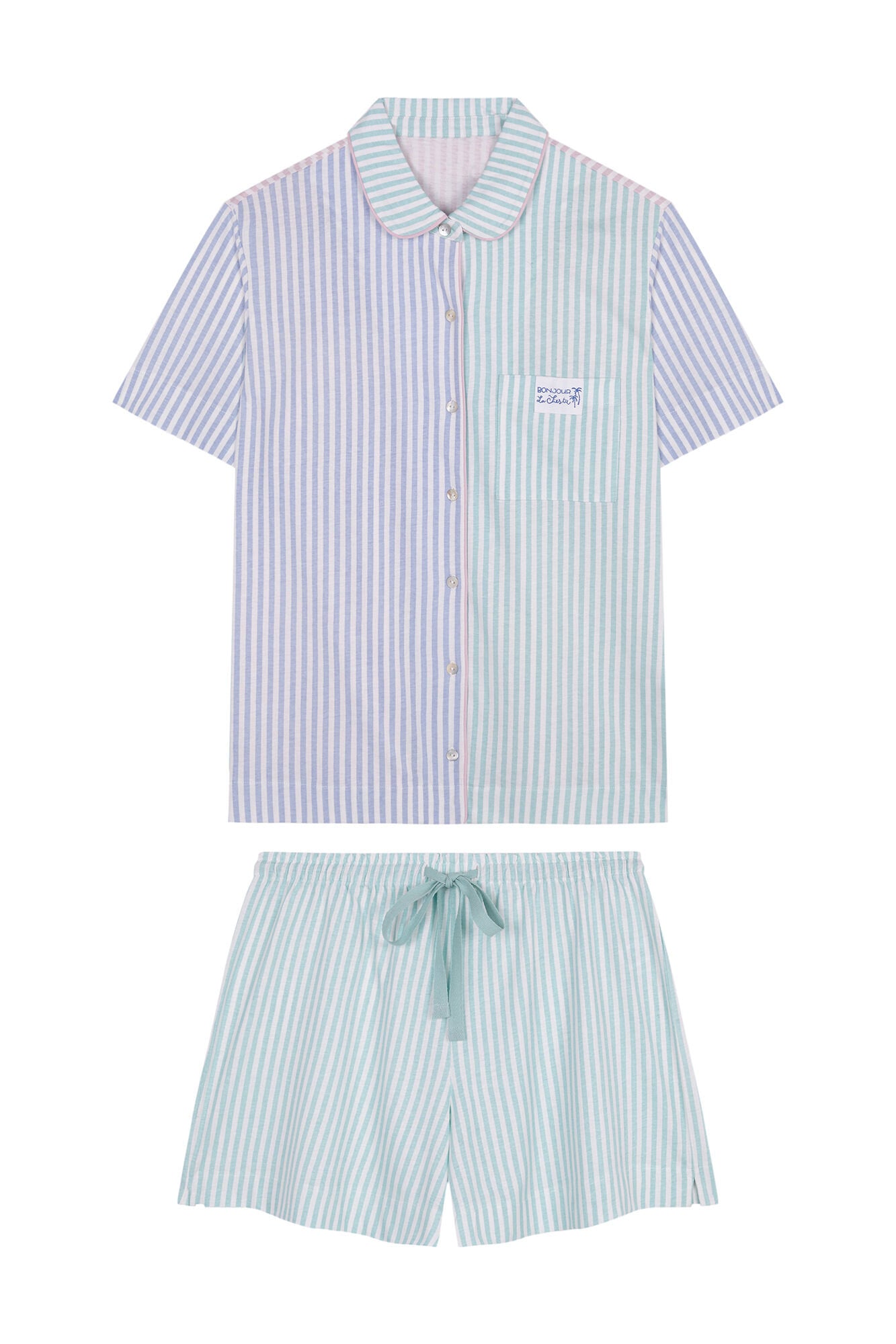 Multicoloured Short Sleeves Masculine Pyjama_3597401_98_07