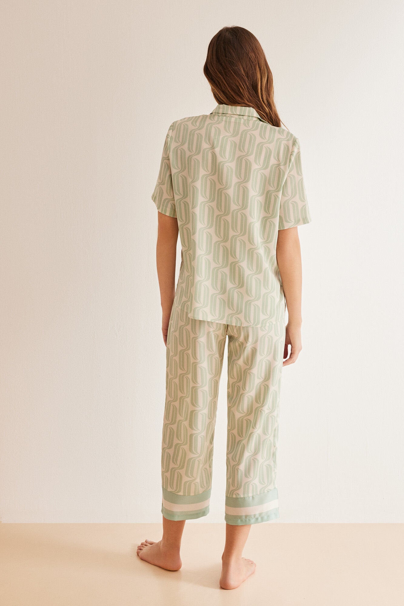 Green Print Short Sleeves Masculine Pyjama_3597406_29_06