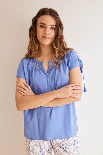 Blue Print Short Sleeves Long Pant Pyjama_3597410_19_03