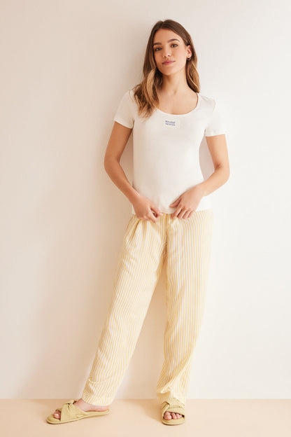 Ivory Short Sleeves Long Pant Pyjama_3597418_96_06