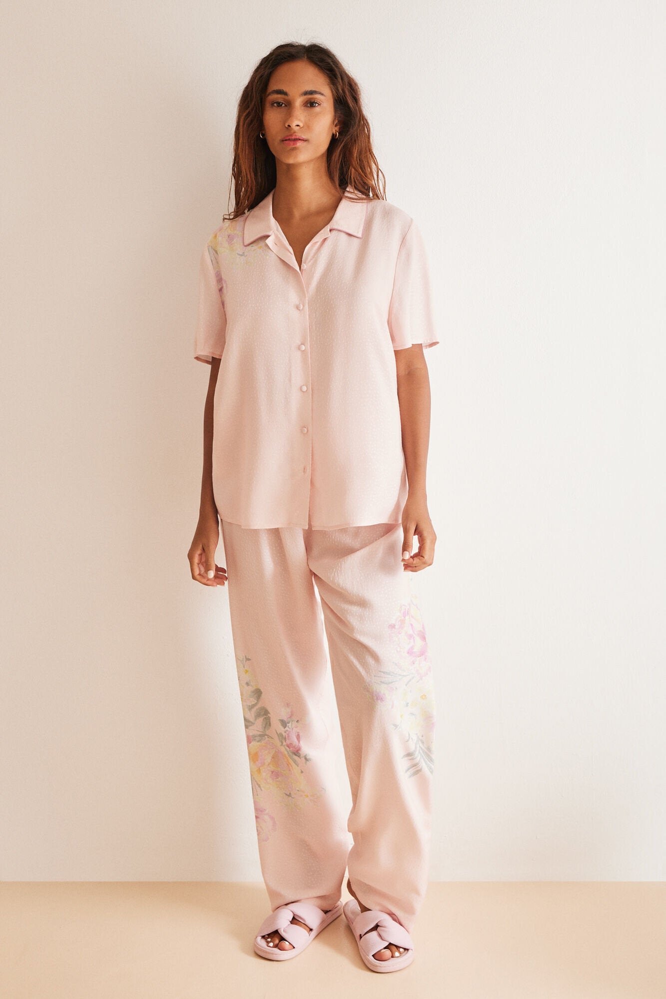 Floral Slimy T-Shirt Pajamas_01