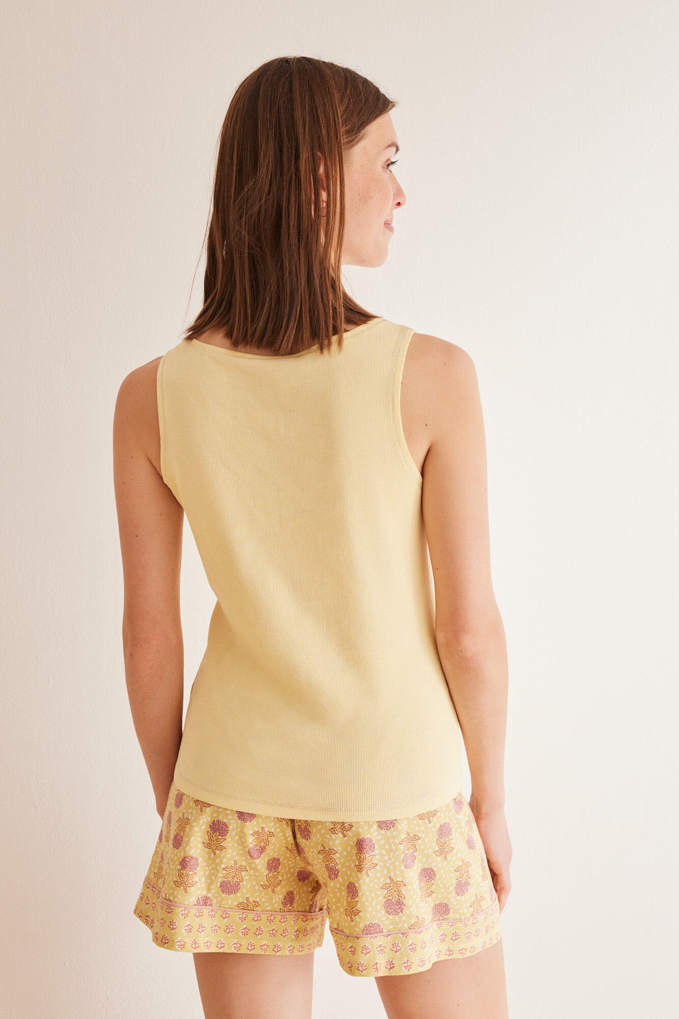 Yellow Cotton Short Pajamas_05